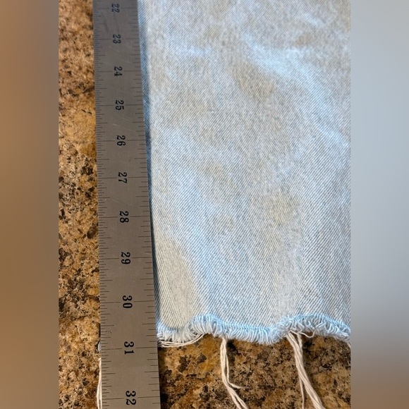 Zara Womens Jeans US Size 4 Raw Hem Light Wash Blue Wide Leg High Rise - Picture 10 of 15